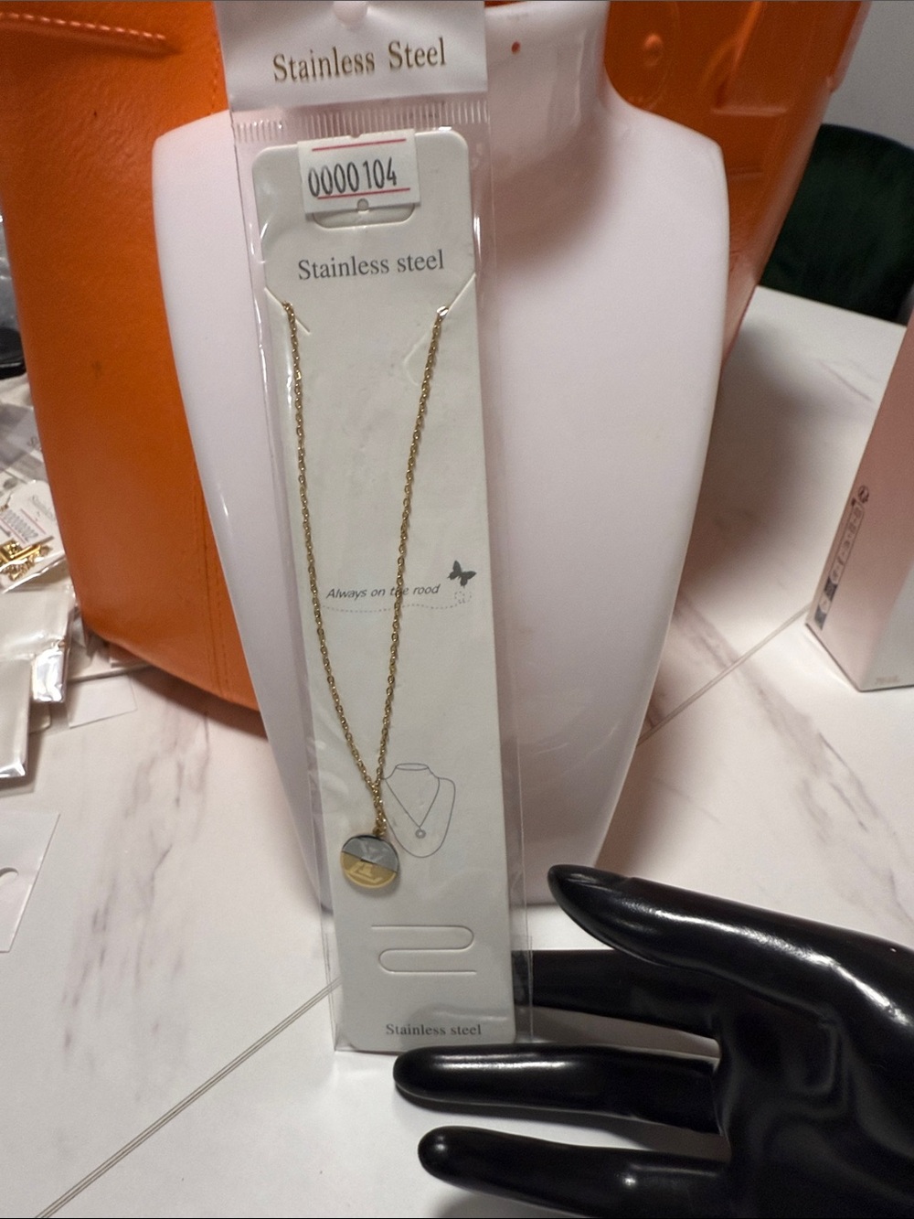 On The Road Gold Two-Tone Round Pendant Necklace